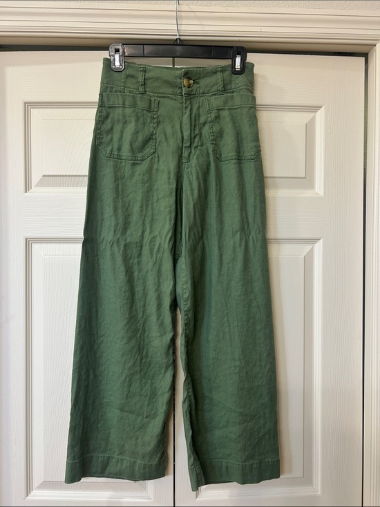 Maeve Pants - Anthropologie - Maeve Olive Green Collette Linen Pants - Size 26